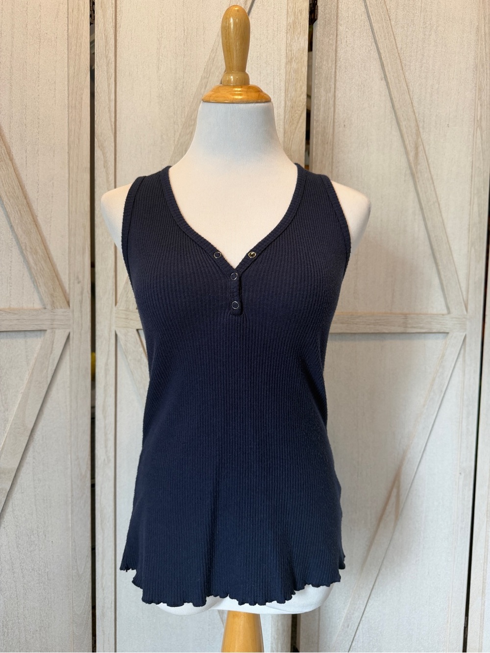Navy Ribbed Knit Tank Top - Picture 9 of 9